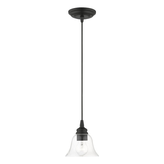 Livex Moreland 1 Light Single Pendant, Black/Clear