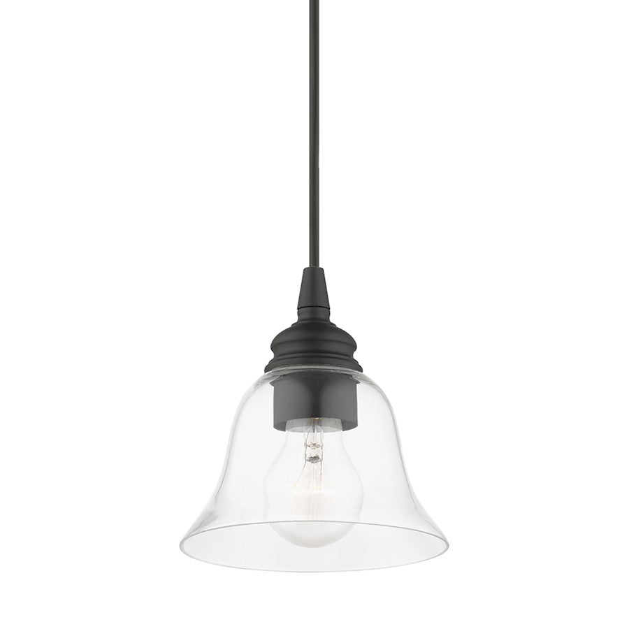 Livex Moreland 1 Light Single Pendant, Black/Clear