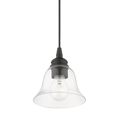 Livex Moreland 1 Light Single Pendant, Black/Clear
