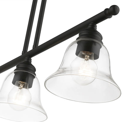 Livex Moreland 3 Light Linear Chandelier, Black/Clear