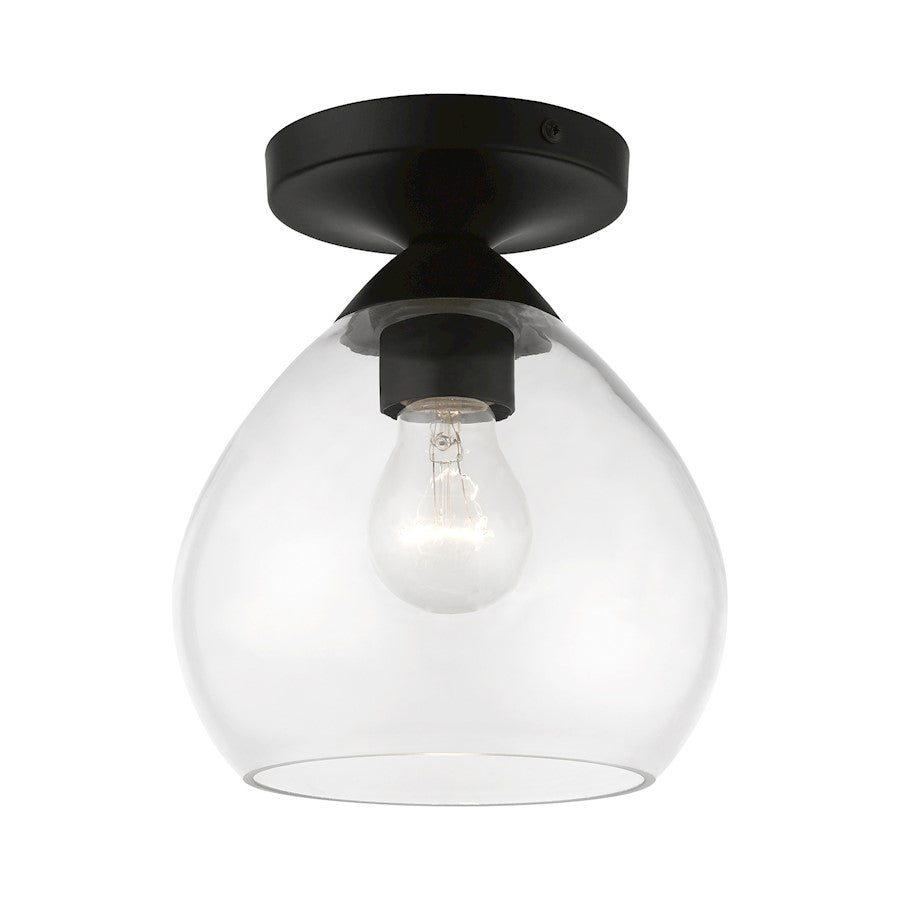 Livex Catania 1 Light Semi-Flush, Black/Clear