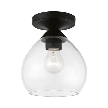 Livex Catania 1 Light Semi-Flush, Black/Clear