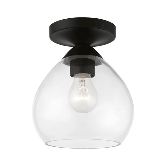 Livex Catania 1 Light Semi-Flush, Black/Clear