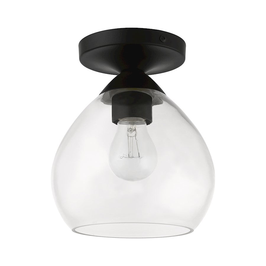 Livex Catania 1 Light Semi-Flush, Black/Clear