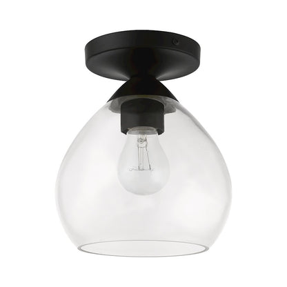 Livex Catania 1 Light Semi-Flush, Black/Clear
