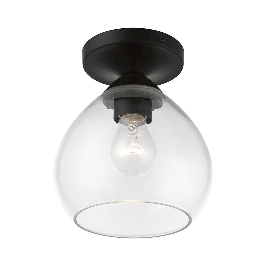 Livex Catania 1 Light Semi-Flush, Black/Clear