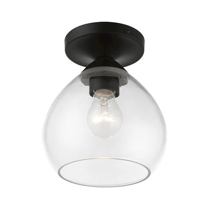 Livex Catania 1 Light Semi-Flush, Black/Clear