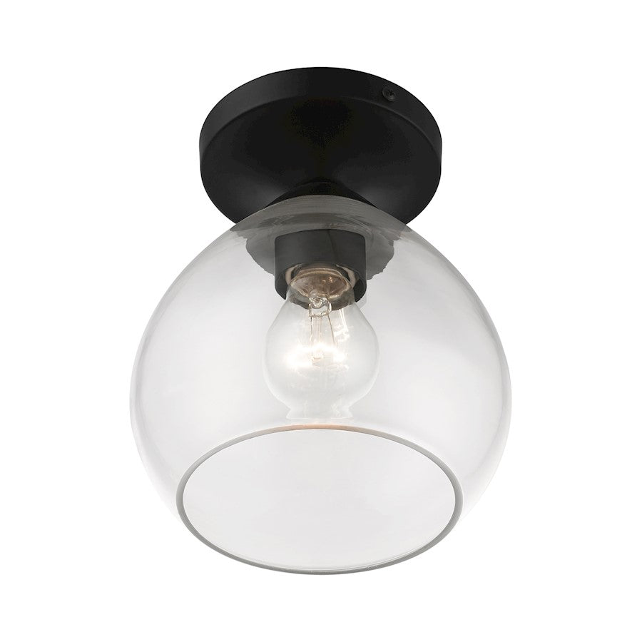 Livex Catania 1 Light Semi-Flush, Black/Clear