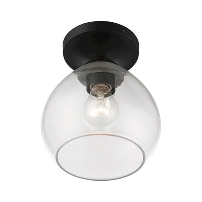 Livex Catania 1 Light Semi-Flush, Black/Clear