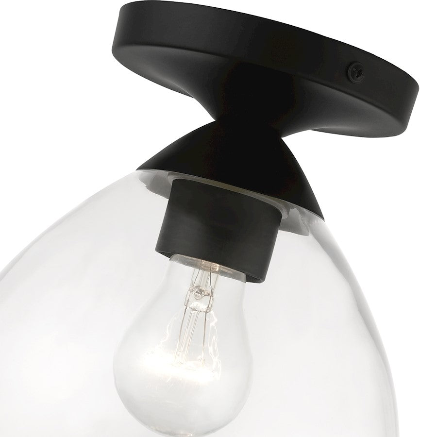 Livex Catania 1 Light Semi-Flush, Black/Clear