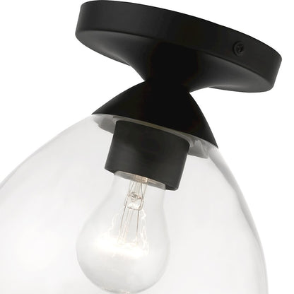 Livex Catania 1 Light Semi-Flush, Black/Clear