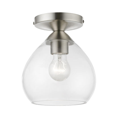 Livex Catania 1 Light Semi-Flush, Brushed Nickel/Clear