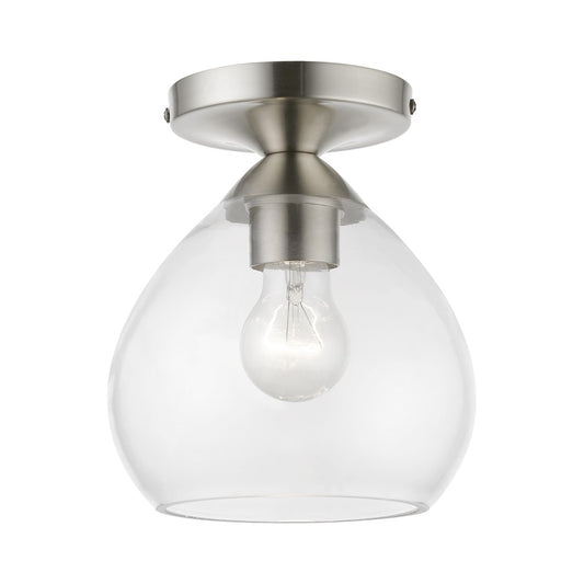 Livex Catania 1 Light Semi-Flush, Brushed Nickel/Clear