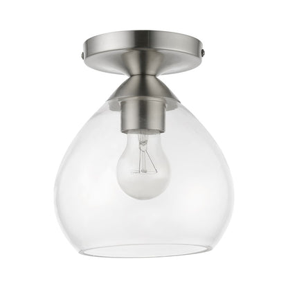 Livex Catania 1 Light Semi-Flush, Brushed Nickel/Clear