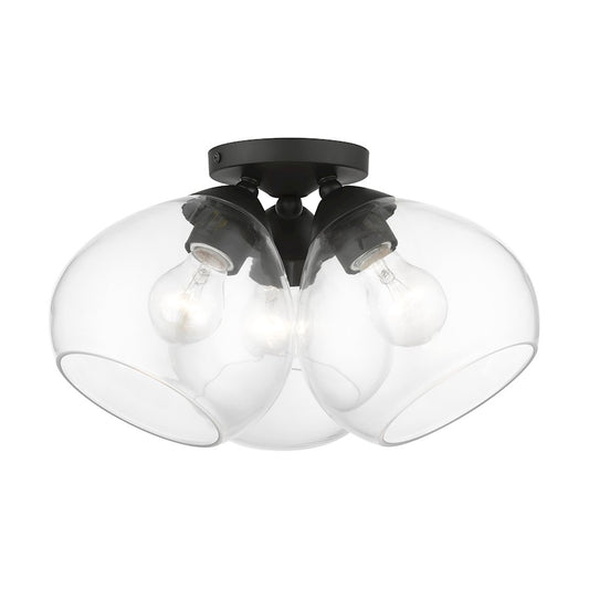 Livex Catania 3 Light Semi-Flush, Black/Clear