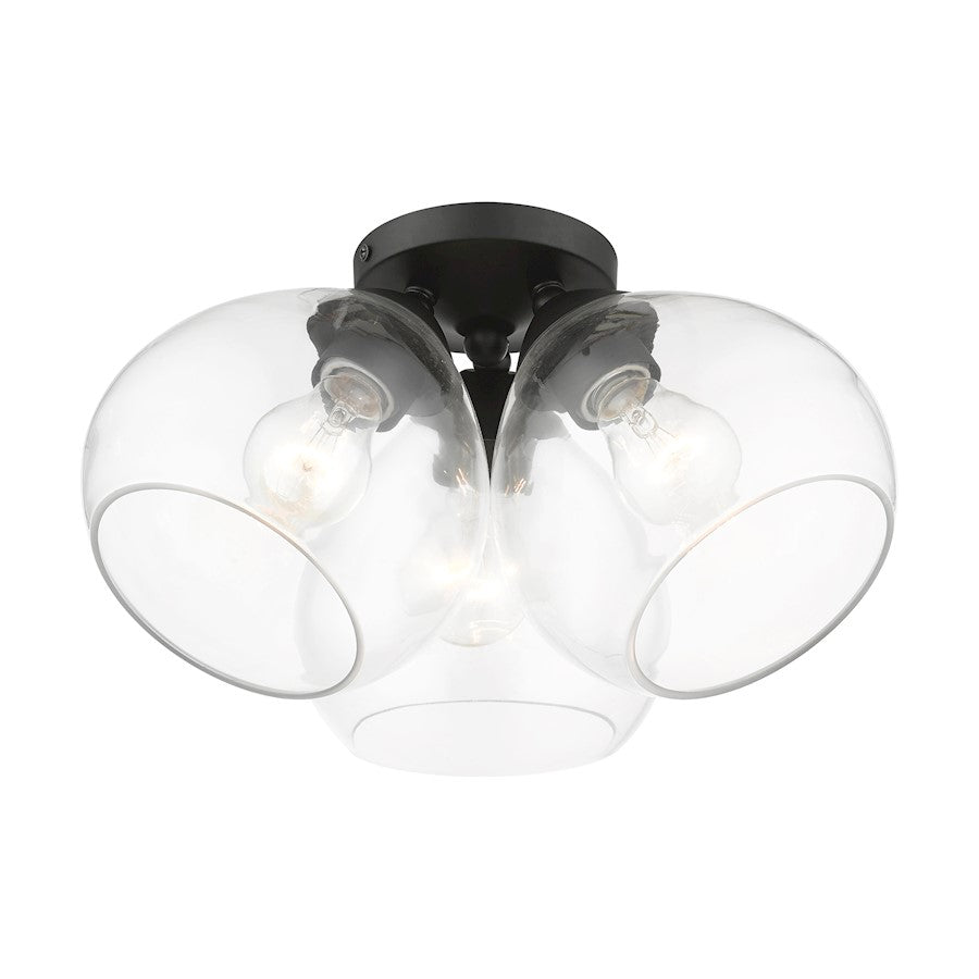 Livex Catania 3 Light Semi-Flush, Black/Clear