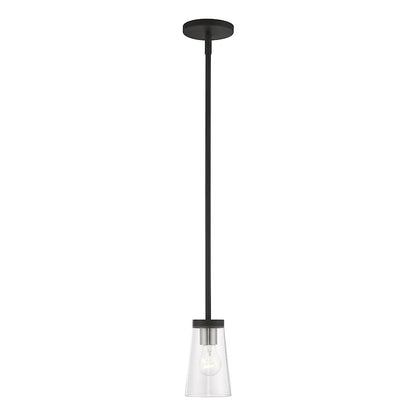 Livex Cityview 1 Light Mini Pendant, Black/Brushed Nickel/Clear