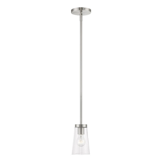 Livex Cityview 1 Light Mini Pendant, Brushed Nickel/Clear