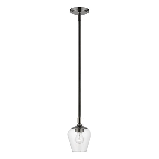 Livex Willow 1 Light Single Pendant, Black Chrome/Clear