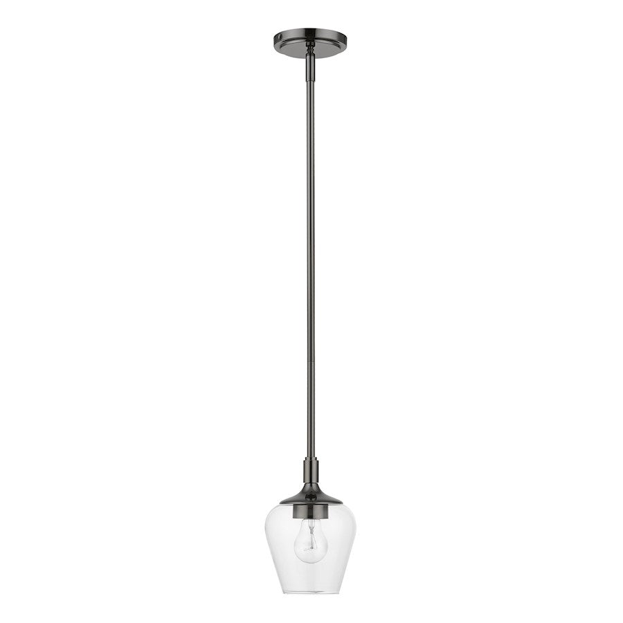 Livex Willow 1 Light Single Pendant, Black Chrome/Clear