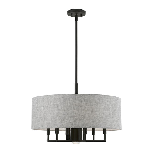 Livex Dakota 7 Light Pendant Chandelier, Black/Urban Gray/White