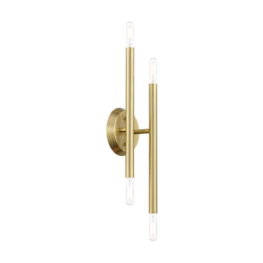 Livex Soho 4 Light ADA Sconce, Antique Brass