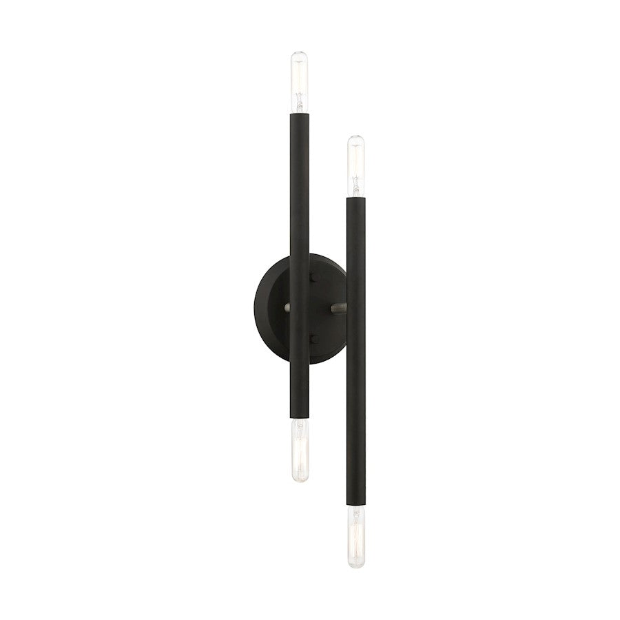 Livex Soho 4 Light ADA Sconce, Black/Brushed Nickel