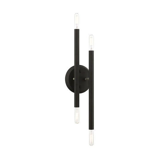 Livex Soho 4 Light ADA Sconce, Black/Brushed Nickel