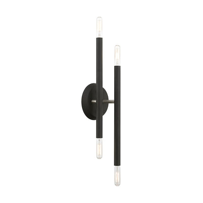 Livex Soho 4 Light ADA Sconce, Black/Brushed Nickel