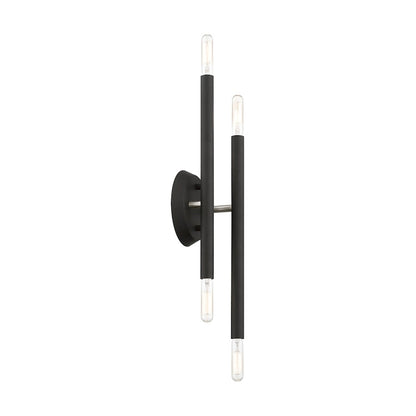 Livex Soho 4 Light ADA Sconce, Black/Brushed Nickel