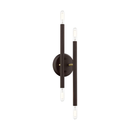 Livex Soho 4 Light ADA Sconce, Bronze/Antique Brass