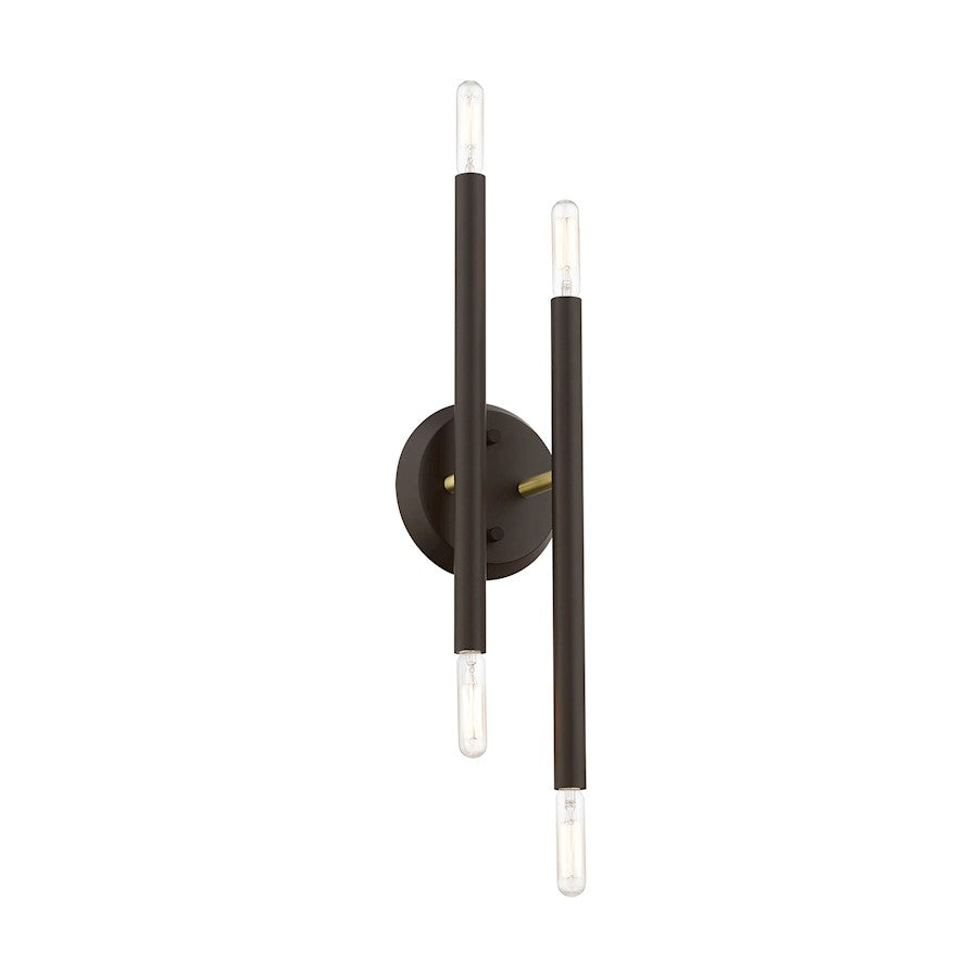 Livex Soho 4 Light ADA Sconce, Bronze/Antique Brass