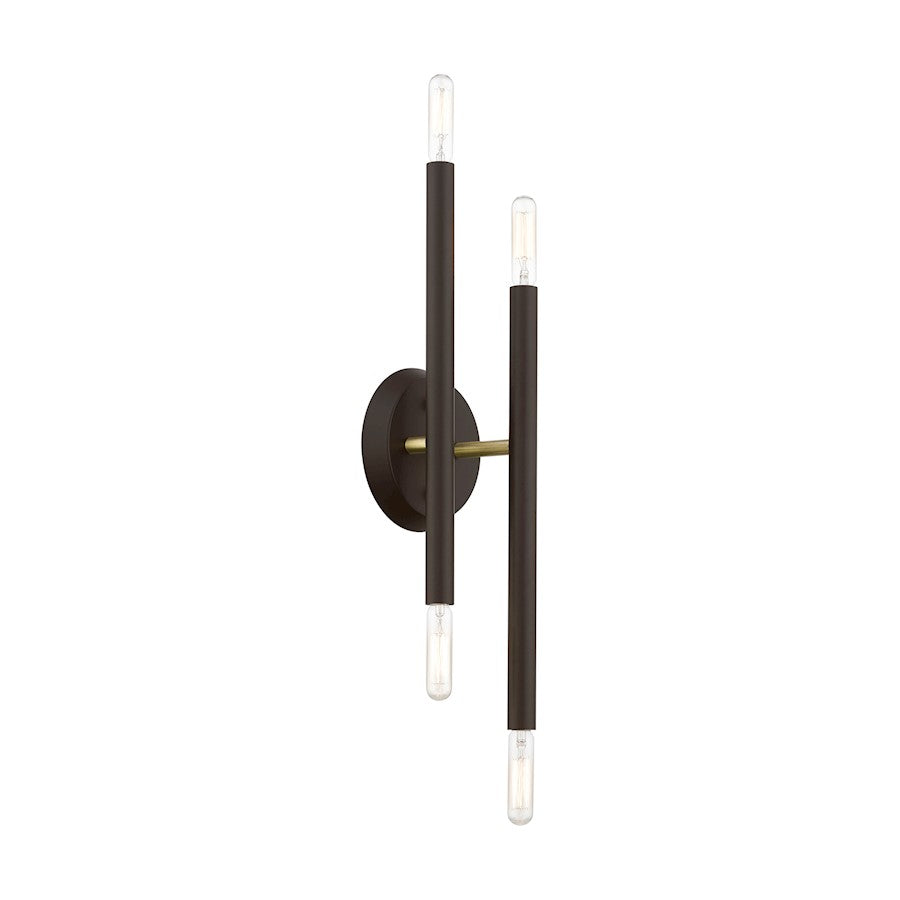 Livex Soho 4 Light ADA Sconce, Bronze/Antique Brass