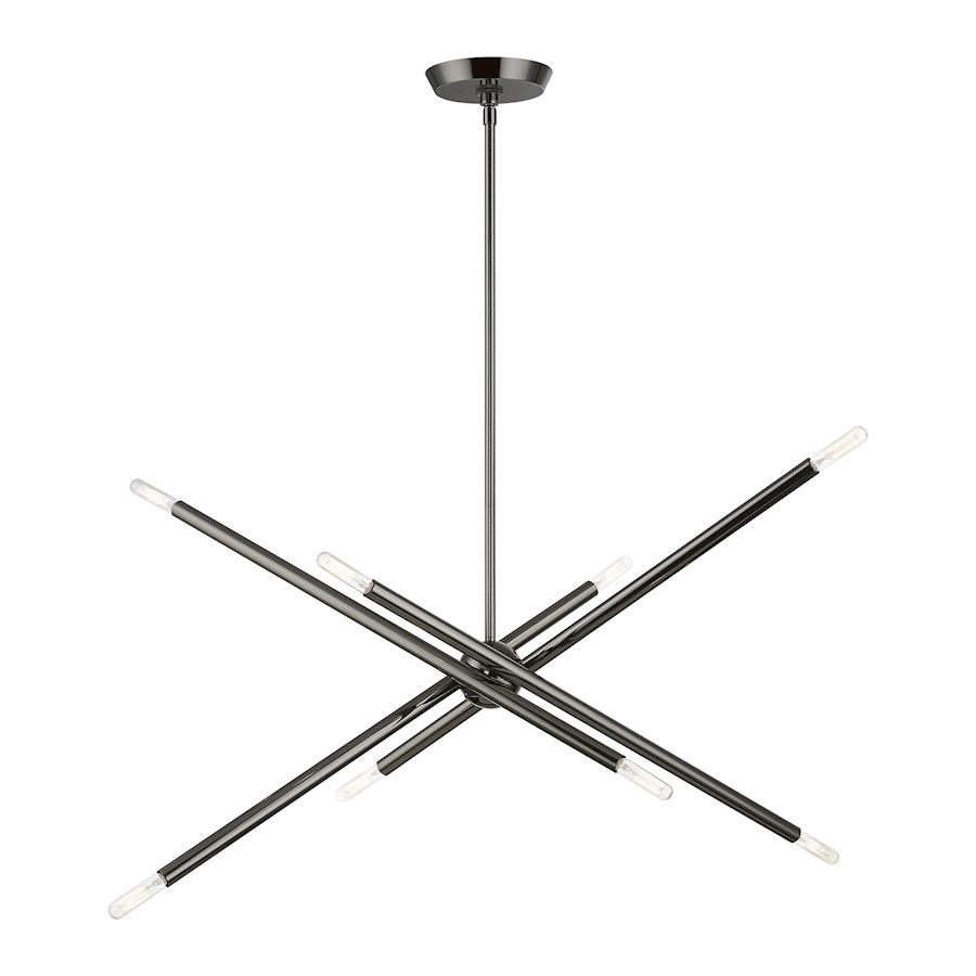 Livex Soho 8 Light Linear Chandelier, Black Chrome