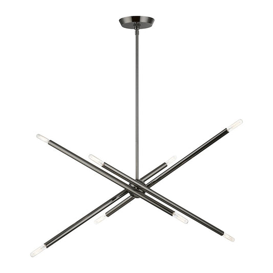 Livex Soho 8 Light Linear Chandelier, Black Chrome