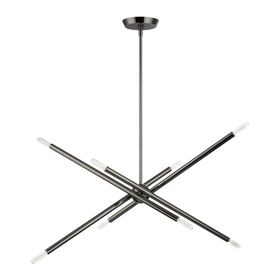 Livex Soho 8 Light Linear Chandelier, Black Chrome