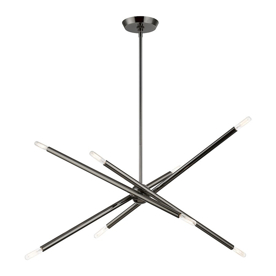 Livex Soho 8 Light Linear Chandelier, Black Chrome