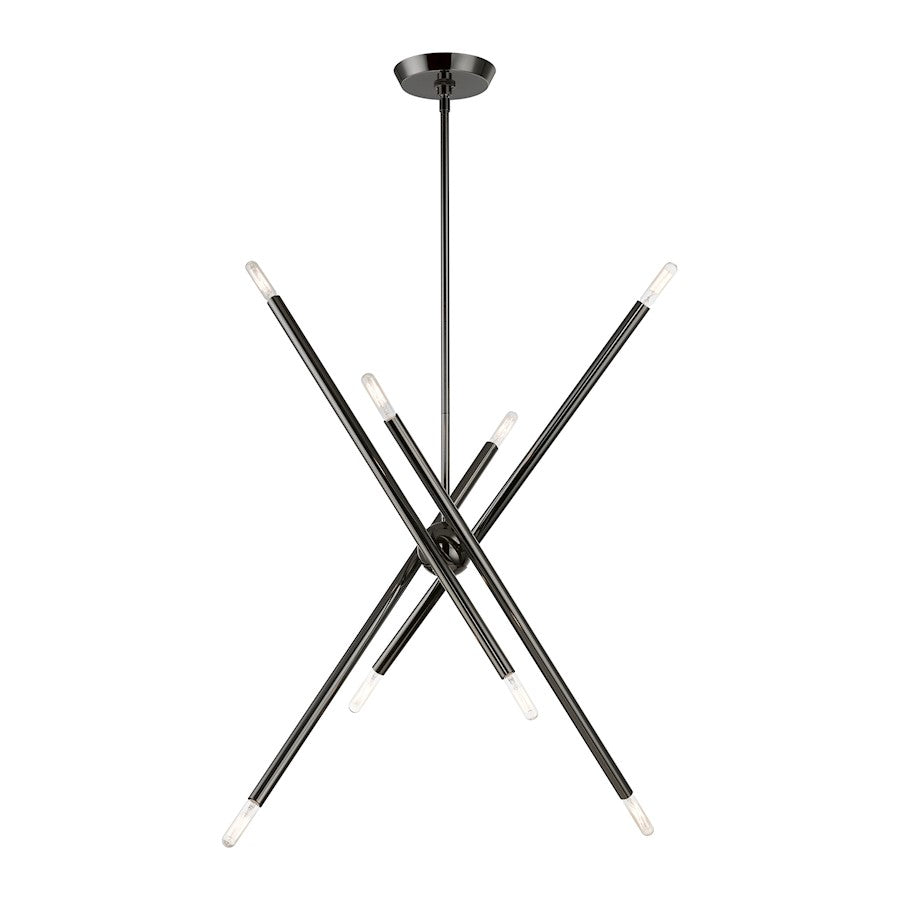 Livex Soho 8 Light Linear Chandelier, Black Chrome