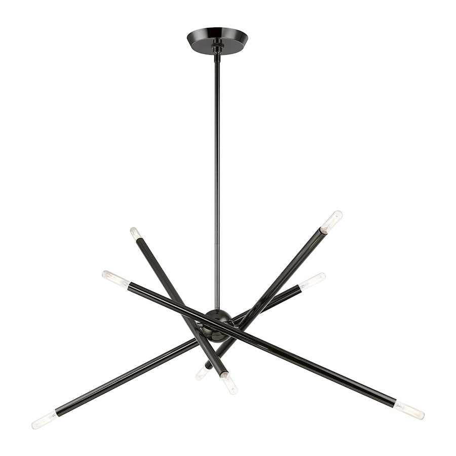 Livex Soho 8 Light Linear Chandelier, Black Chrome