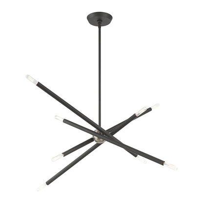 Livex Soho 8 Light Linear Chandelier, Scandinavian Gray