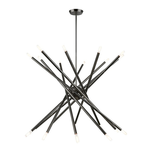 Livex Soho 20 Light Large Chandelier, Black Chrome
