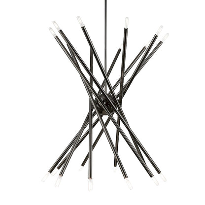 Livex Soho 20 Light Large Chandelier, Black Chrome