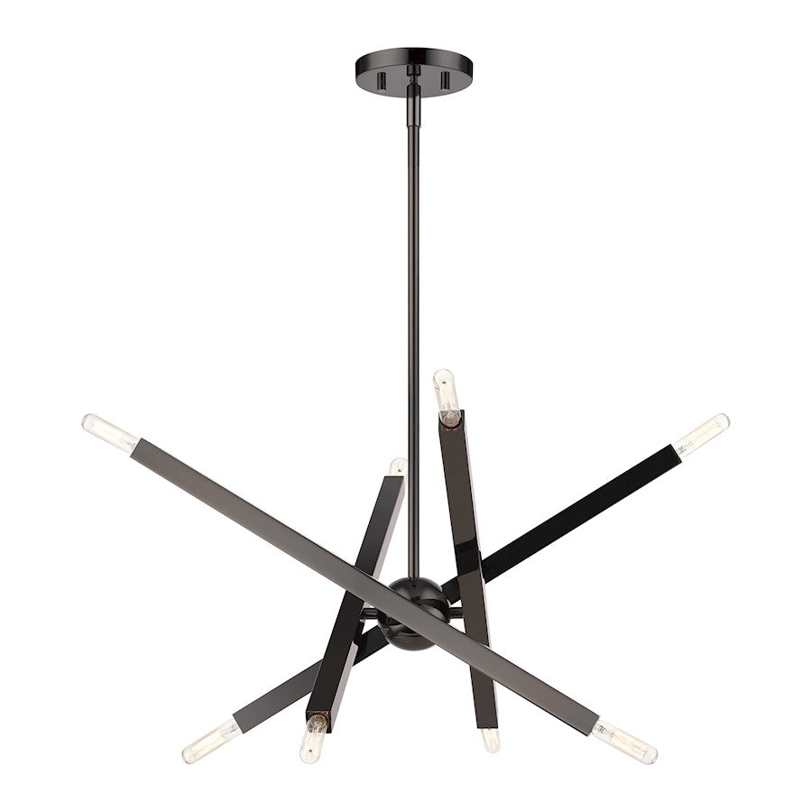 Livex Monaco 8 Light Chandelier, Black Chrome