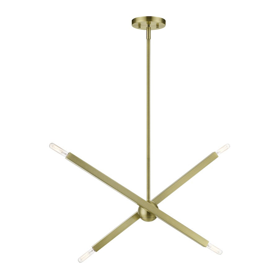Livex Monaco 4 Light Linear Chandelier, Brass