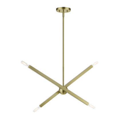 Livex Monaco 4 Light Linear Chandelier, Brass