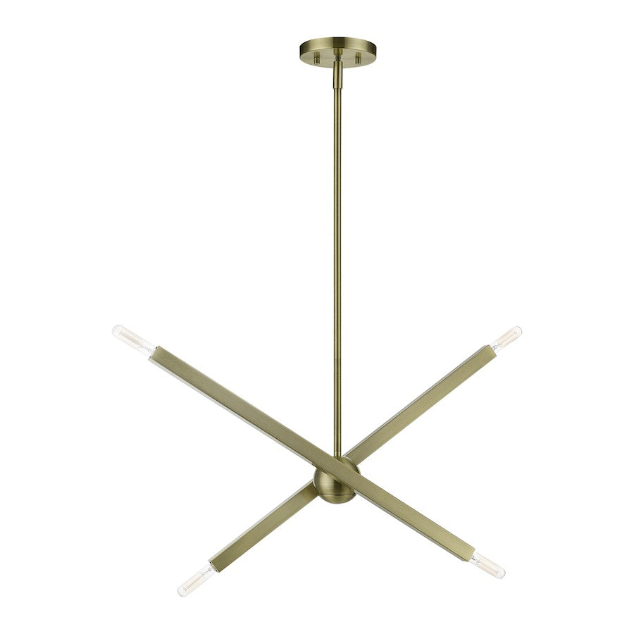 Livex Monaco 4 Light Linear Chandelier, Brass