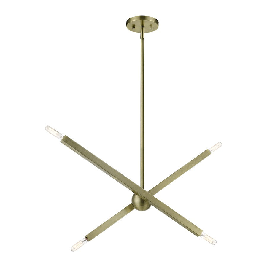Livex Monaco 4 Light Linear Chandelier, Brass
