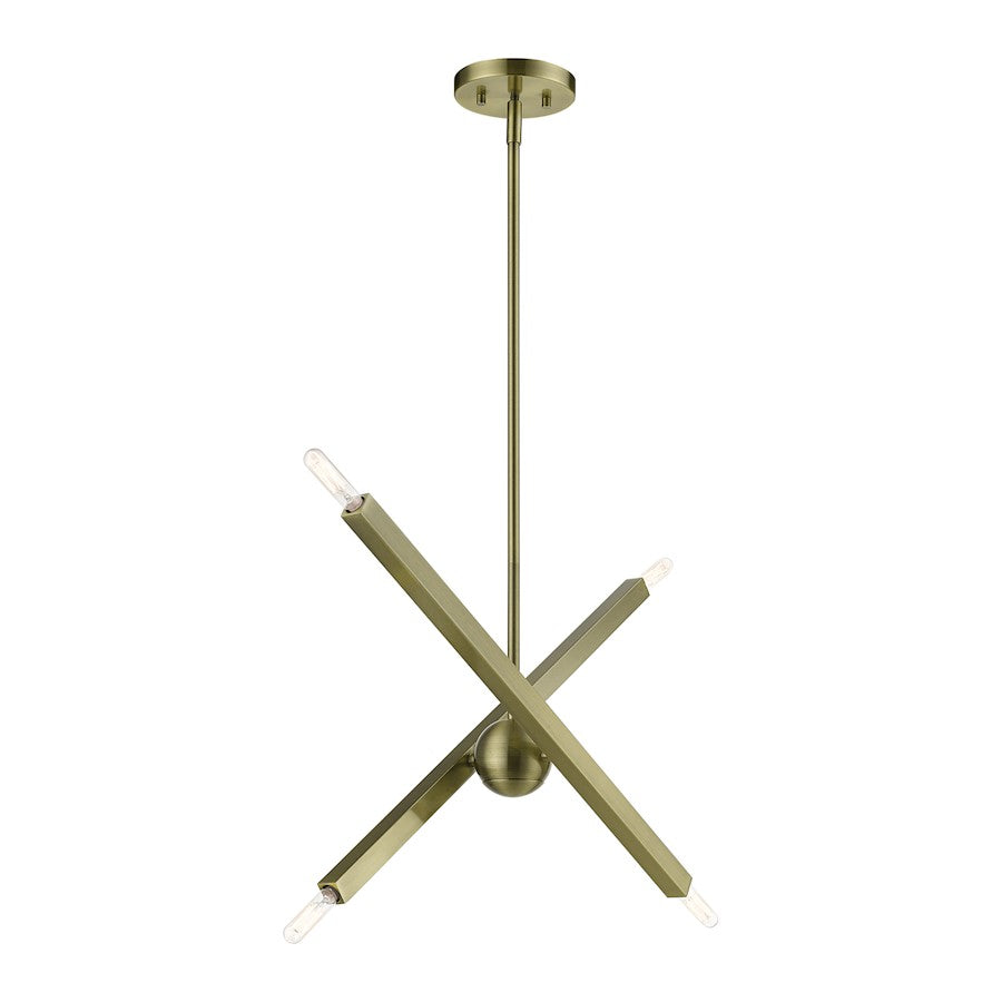 Livex Monaco 4 Light Linear Chandelier, Brass