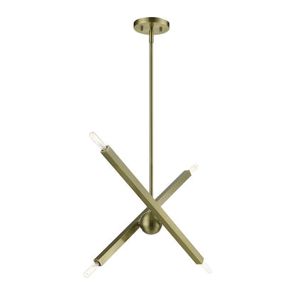 Livex Monaco 4 Light Linear Chandelier, Brass