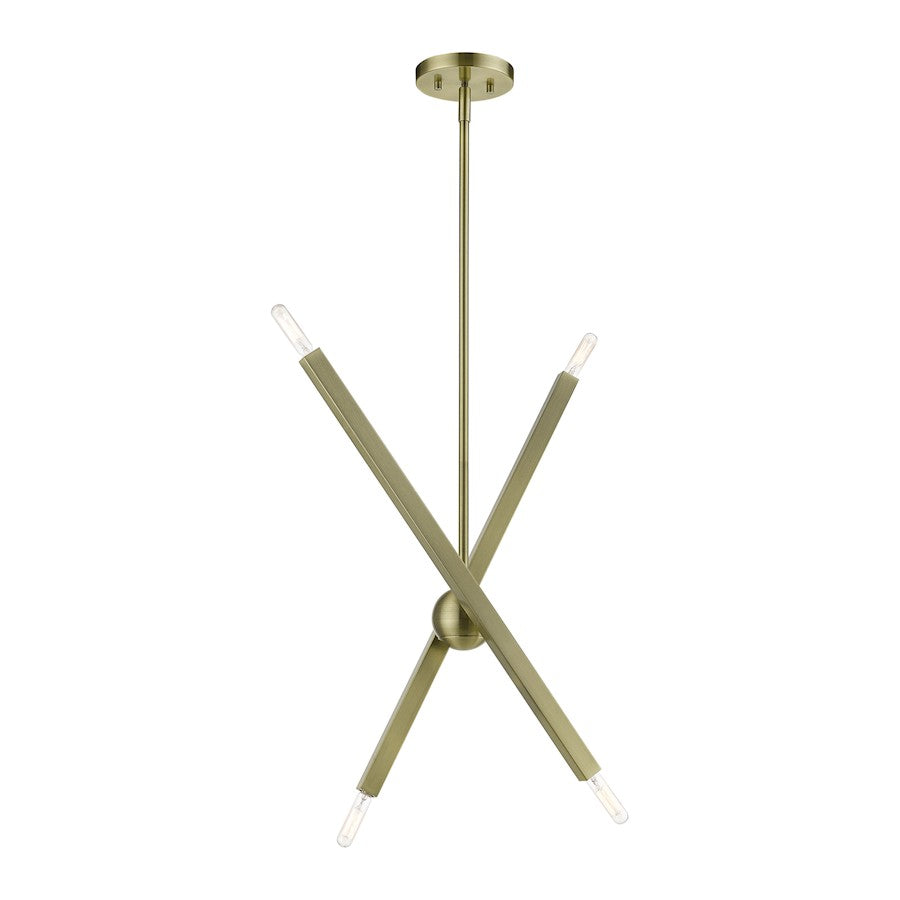 Livex Monaco 4 Light Linear Chandelier, Brass